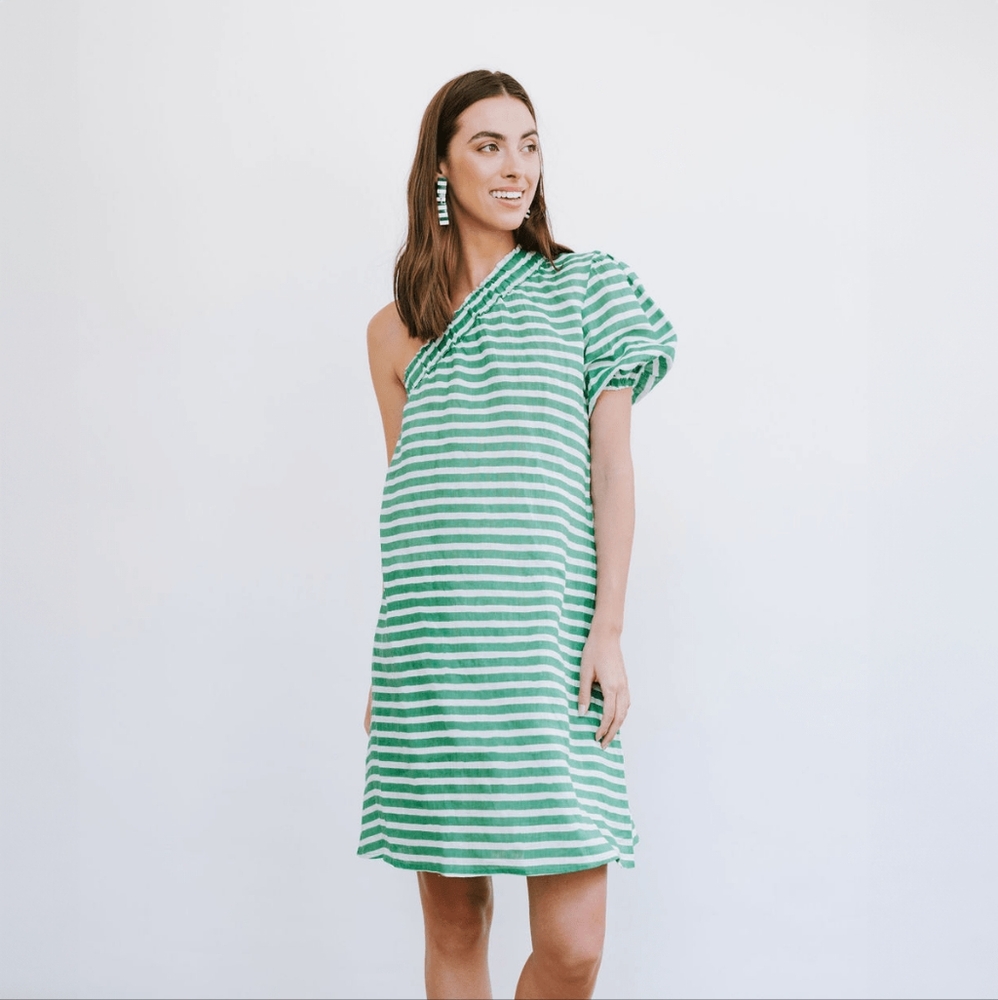 NWOT Sunshine Tienda Striped Addison Dress 100% Linen Size M